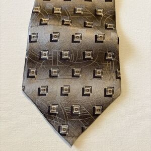 Burma & Bibas Silk Neck Tie Brown Tan Black Neutral Colors Classic Office Suit